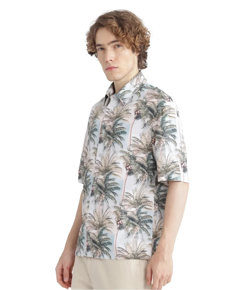 Rare Rabbit Men's Abstract Print Regular Fit Shirt
