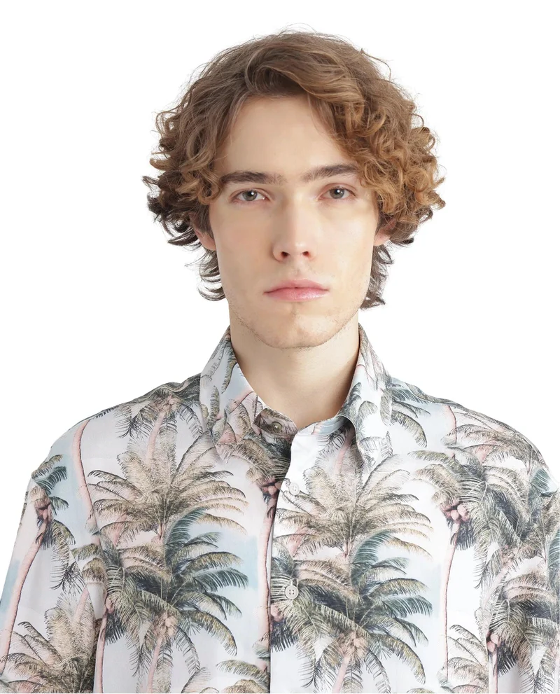 Rare Rabbit Men's Abstract Print Regular Fit Shirt