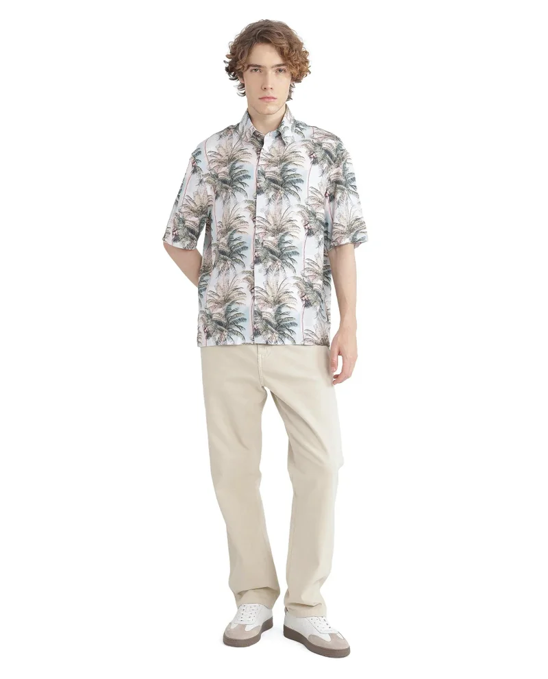 Rare Rabbit Men's Abstract Print Regular Fit Shirt