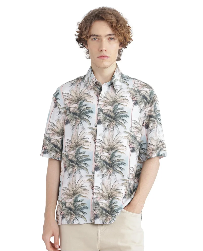Rare Rabbit Men's Abstract Print Regular Fit Shirt