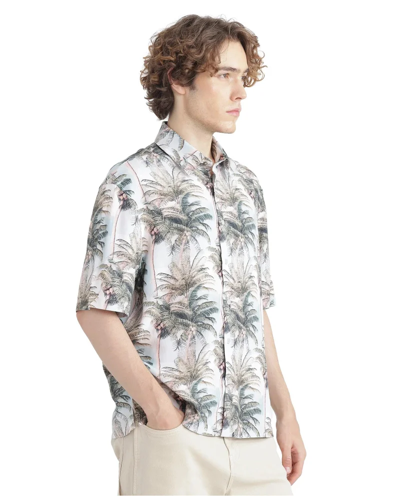 Rare Rabbit Men's Abstract Print Regular Fit Shirt