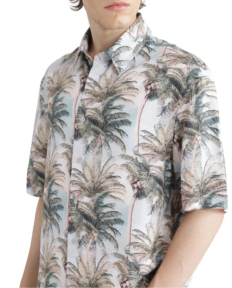 Rare Rabbit Men's Abstract Print Regular Fit Shirt