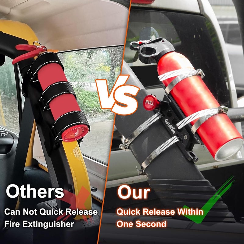 Goldfire Quick Release Fire Extinguisher Mount Bracket Holder Aluminum Roll Bar Mount Bottle Holder Adjustable for Jeep Wrangler TJ JK JL JKU UTV Polaris RZR Ranger (Black) - Image 3