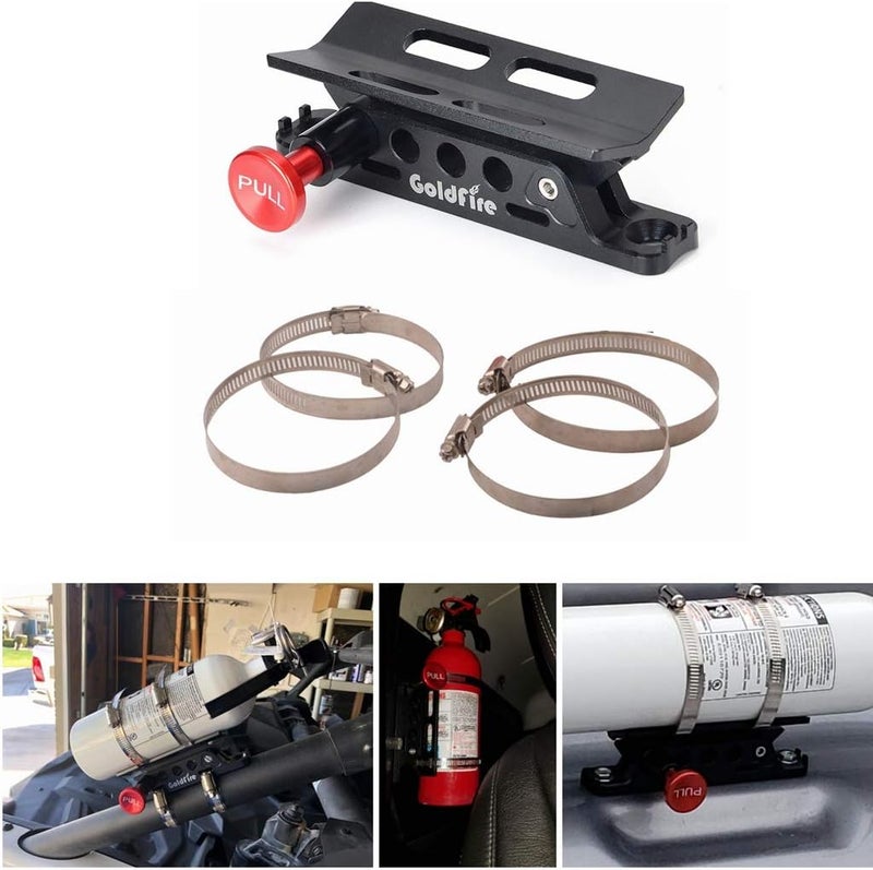 Goldfire Quick Release Fire Extinguisher Mount Bracket Holder Aluminum Roll Bar Mount Bottle Holder Adjustable for Jeep Wrangler TJ JK JL JKU UTV Polaris RZR Ranger (Black) - Image 1