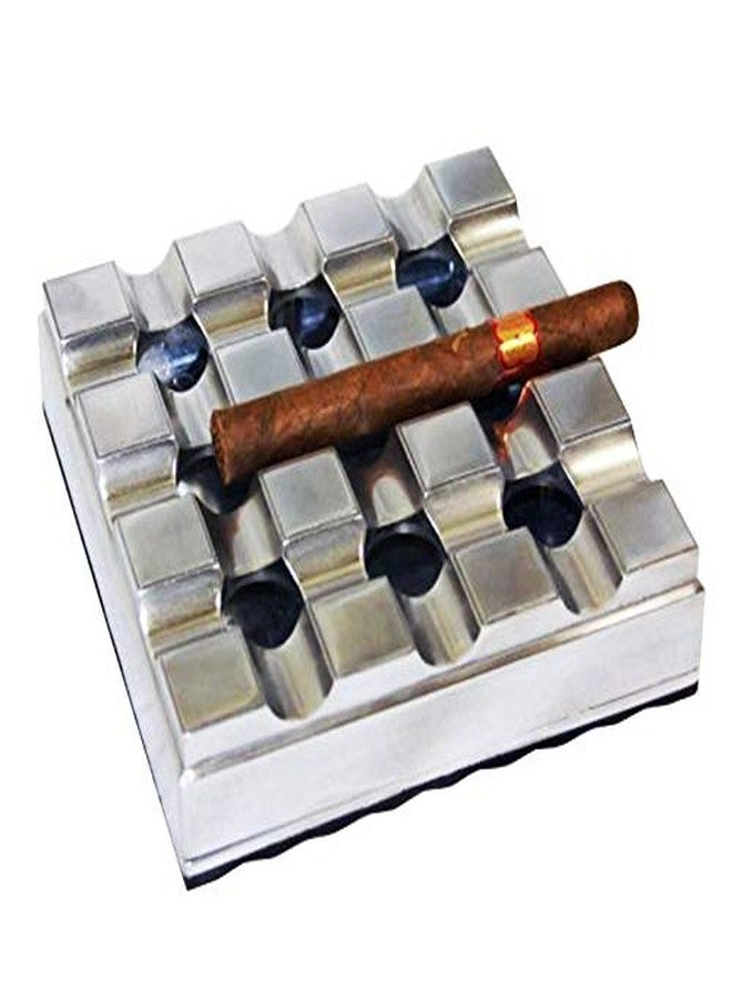 EWT 8" Club Grid Cigar Alloy Metal Cast Polished Ashtray - Image 2
