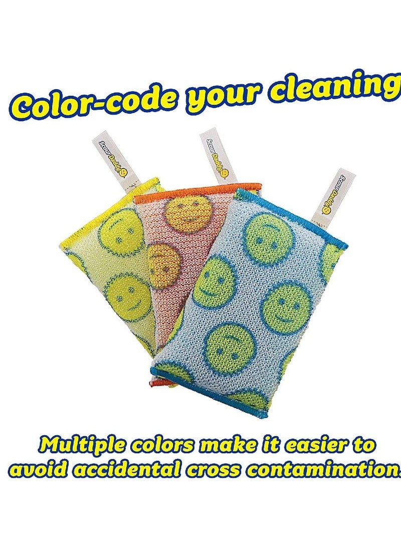 Scrub Daddy Scour Daddy Multi Surface ArmourTec Mesh Scouring Pad, Absorbent, Soft in Warm Water, Firm in Cold, Scratch Free, Odor Resistant, Easy to Clean, Multicolour, Pack of 1 (includes 3 pads). - Image 5