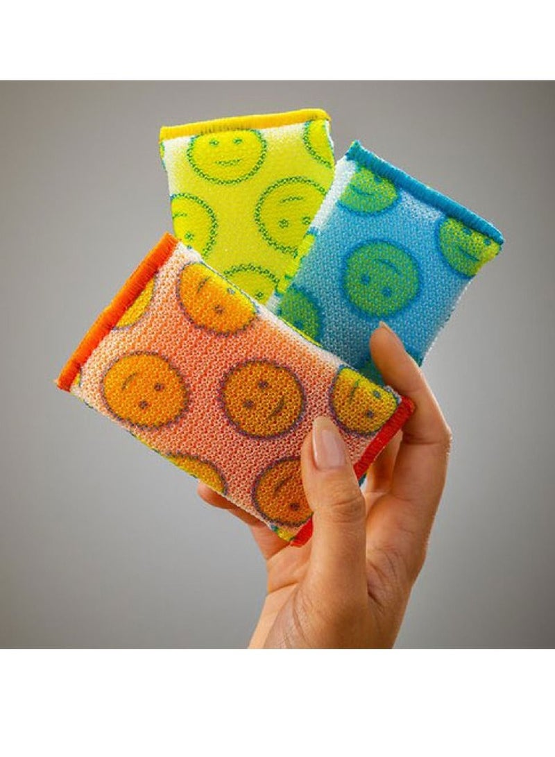 Scrub Daddy Scour Daddy Multi Surface ArmourTec Mesh Scouring Pad, Absorbent, Soft in Warm Water, Firm in Cold, Scratch Free, Odor Resistant, Easy to Clean, Multicolour, Pack of 1 (includes 3 pads). - Image 3