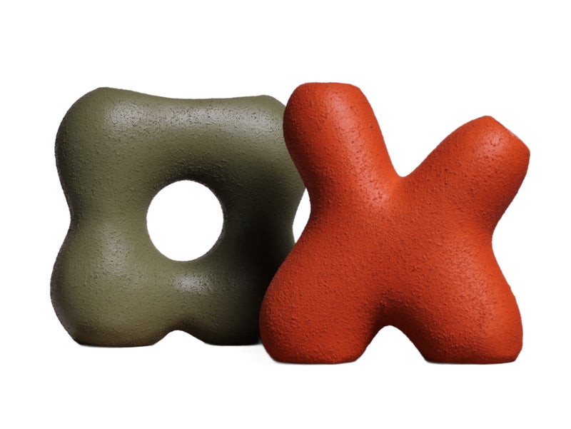 Marshmello Pottery Vase Set of 2 Pcs - Orange X - O Green