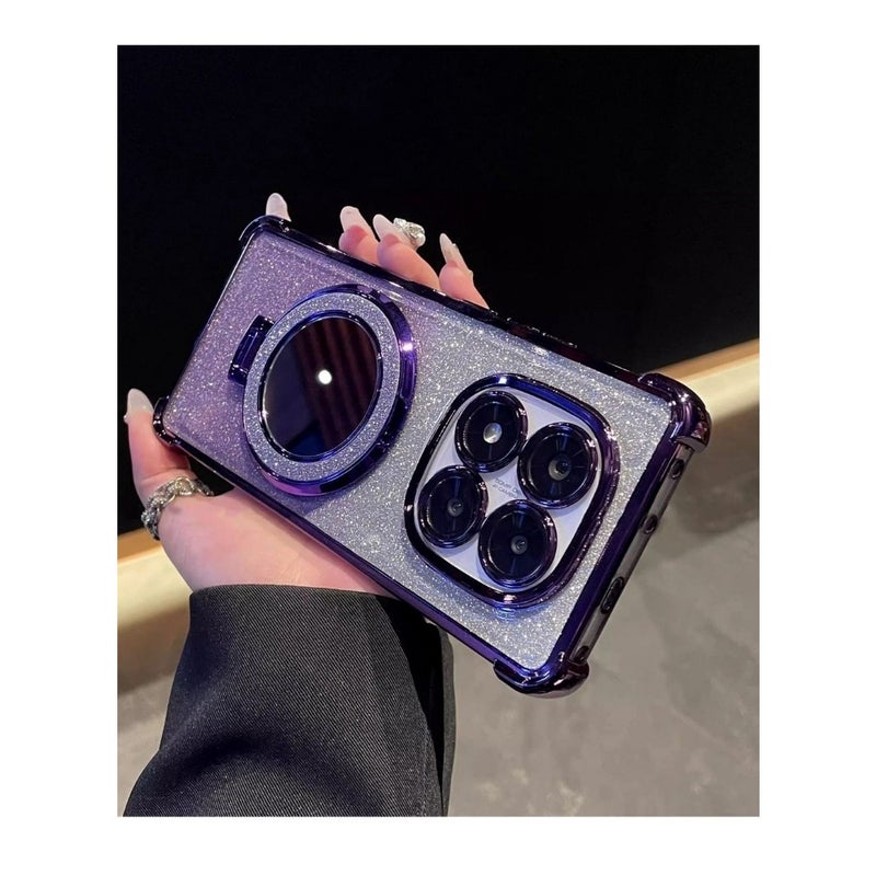 Magnetic Glitter for Xiaomi Redmi Note 15 Pro Case Camera Lens Protector Sparkly Stand Makeup Mirror Support Wireless Charging Luxury Gradient Shockproof Xiaomi Redmi Note 15 Pro 5G Cover - Image 2