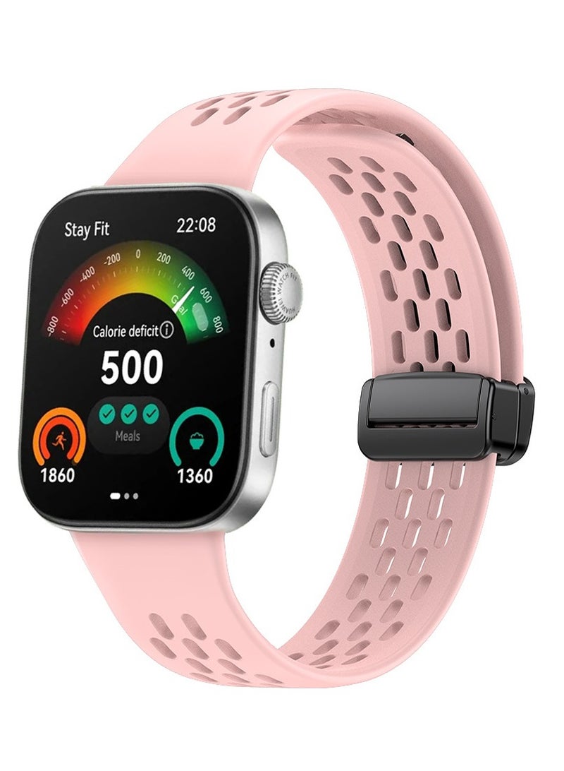 HW Silicone Sport Watch Strap/Watchband for HUAWEI Watch Fit 3 Smartwatch White Pink - Image 1