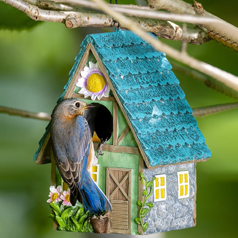 WUWEOT Garden Bird House for Outdoors, Clearance Hanging Bird Nest, Colorful Decorative Cute Resin Birdhouses for Outside Indoors Garden Backyard Decor, Gift for Bird Lovers - Image 3
