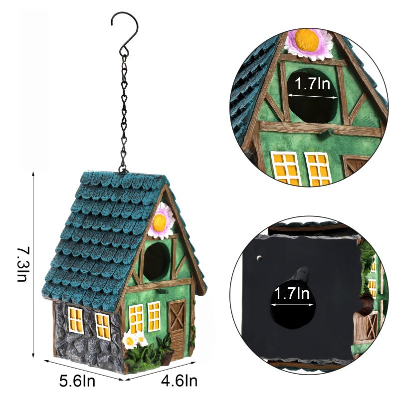 WUWEOT Garden Bird House for Outdoors, Clearance Hanging Bird Nest, Colorful Decorative Cute Resin Birdhouses for Outside Indoors Garden Backyard Decor, Gift for Bird Lovers - Image 2