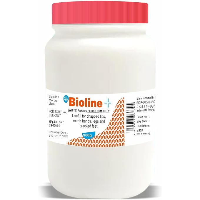 Bioline White Perfumed Petroleum Jelly, Moisturizing & Soothing Cream For Chapped Lips, Rough Hands, Legs & Cracked Feet - (900 g) - Image 1