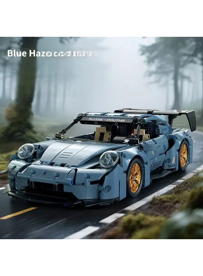 Blue Building Block Car Model Kit 1300pcs High Tech Sports Car Set Adult Collectible Gift - Image 1