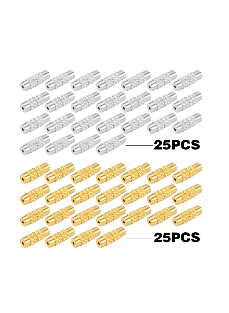 KASTWAVE Screw Twist Clasps, KASTWAVE Brass Jewelry End Tip Caps Tube Fastener Cord End Caps DIY Decoration Accessories for Bracelet Necklace Craft Supplies Golden and Silver 12 mm x 4.2 mm (50pcs) - Image 2