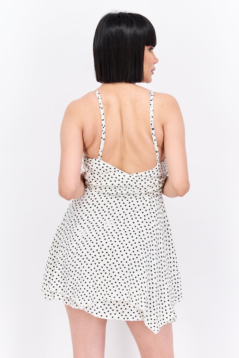 Reserved Women Polka Dots Sleeveless Dress, White - Image 3