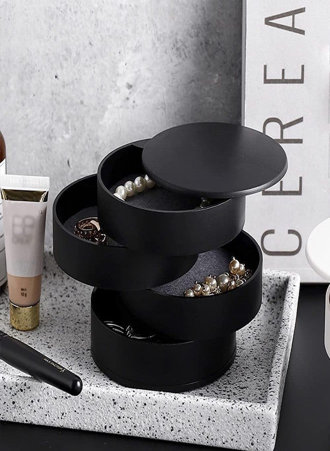 Ldirect Jewelry Organizer Small Jewelry Storage Box 4-Layer Rotating Travel Jewelry Tray Holder for Women Bracelets Rings Bracelets Earrings (Black) - Image 3