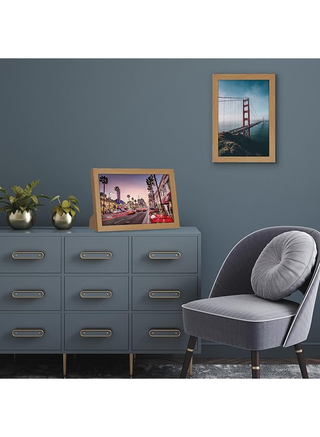 إيروريكس إطار صورة مقاس 8 × 12 بوصة مع زجاج مقاوم للكسر، إطار على شكل معرض مع إطار صور من مجموعة Signature من الخشب الهندسي لعرض الطاولة والجدار، خشب البلوط الداكن - Image 4