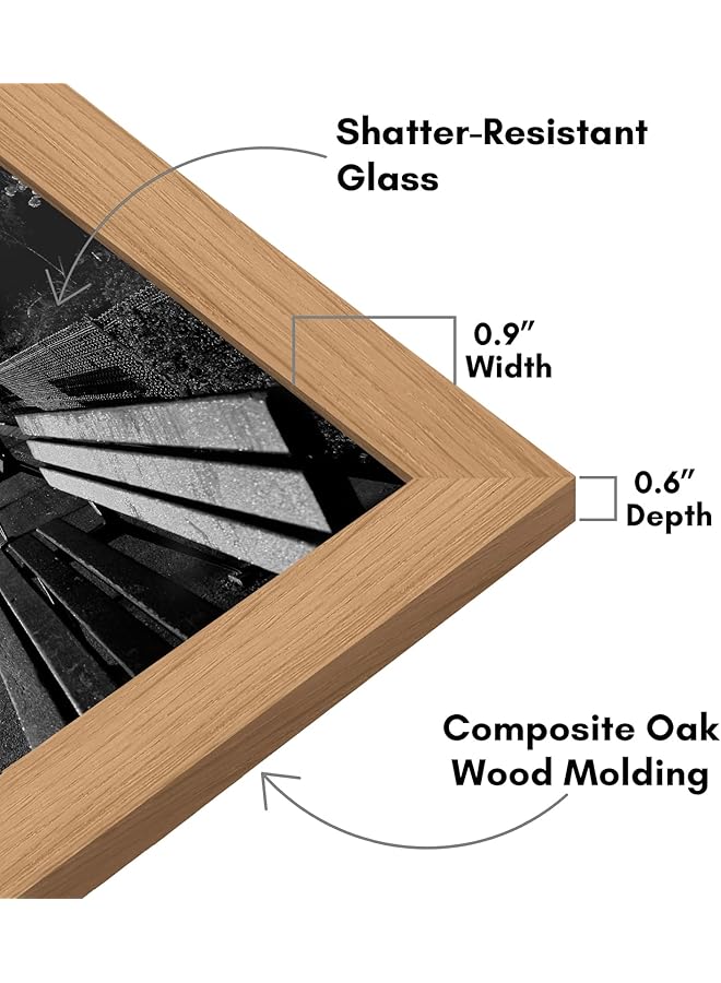 إيروريكس إطار صورة مقاس 8 × 12 بوصة مع زجاج مقاوم للكسر، إطار على شكل معرض مع إطار صور من مجموعة Signature من الخشب الهندسي لعرض الطاولة والجدار، خشب البلوط الداكن - Image 3