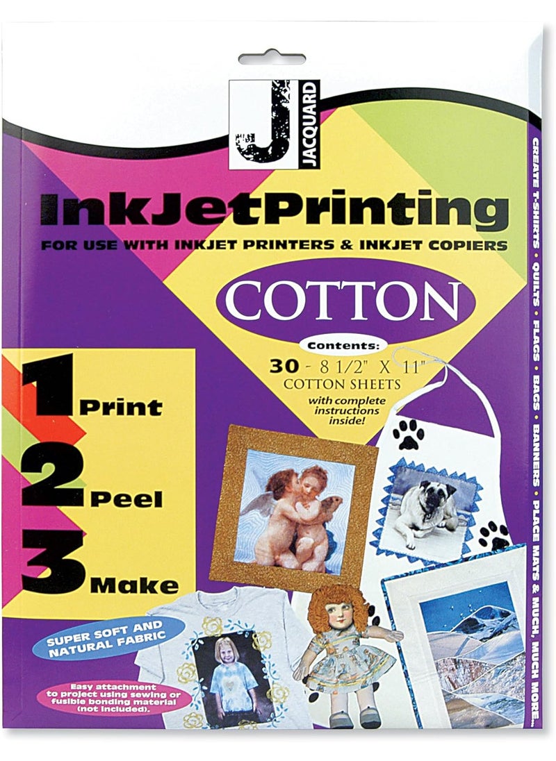 Jacquard Jacquard Inkjet Printable Cotton Fabric 85 by 11 inches 30 Sheet Pack 