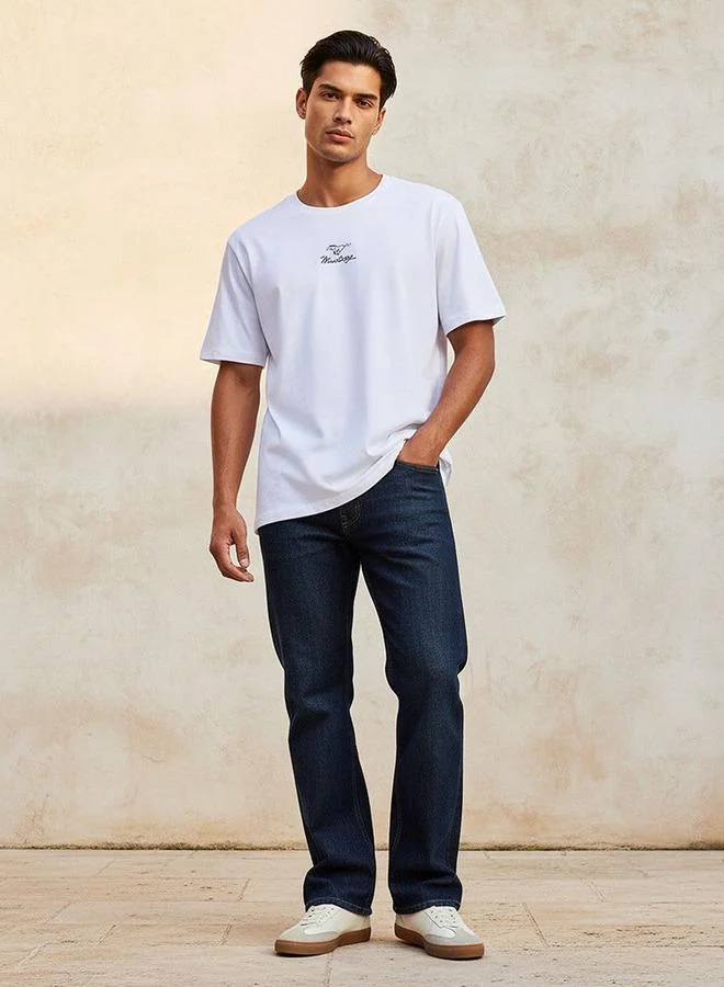SP Characters WHITE Mustang Regular Fit Crew Neck Short Sleeves Printed T-shirt for Men | Best Price UAE