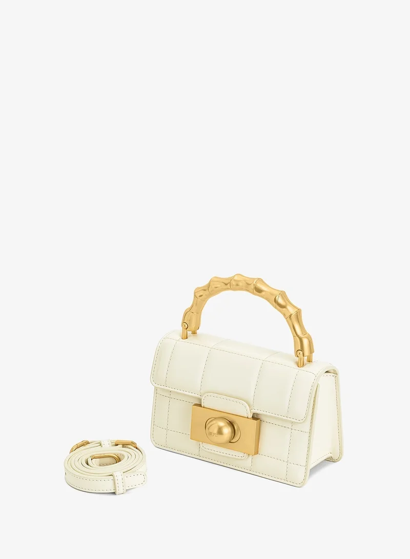 Jw Pei White Kaia Bamboo Metal Handle Handbag for Women | Best Price UAE