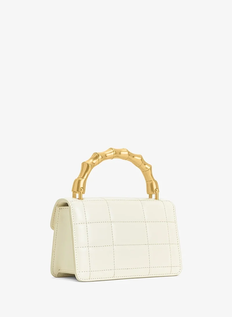 Jw Pei White Kaia Bamboo Metal Handle Handbag for Women | Best Price UAE