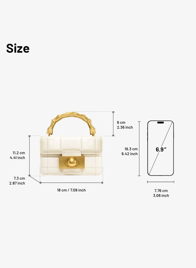 Jw Pei White Kaia Bamboo Metal Handle Handbag for Women | Best Price UAE