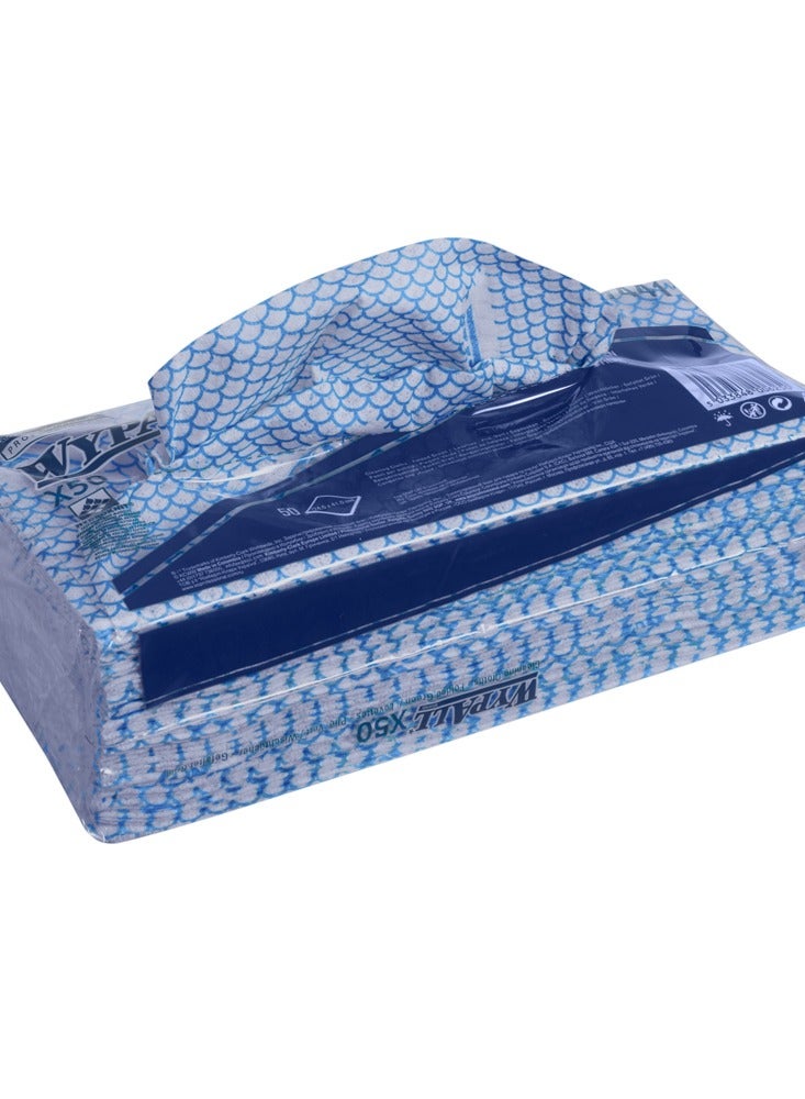 وايبول WypAll® X50 قماش تنظيف مرمز بالألوان 7441 - قماش مسح أزرق - 6 عبوات × 50 قطعة قماش مرمزة بالألوان (إجمالي 300) - Image 2