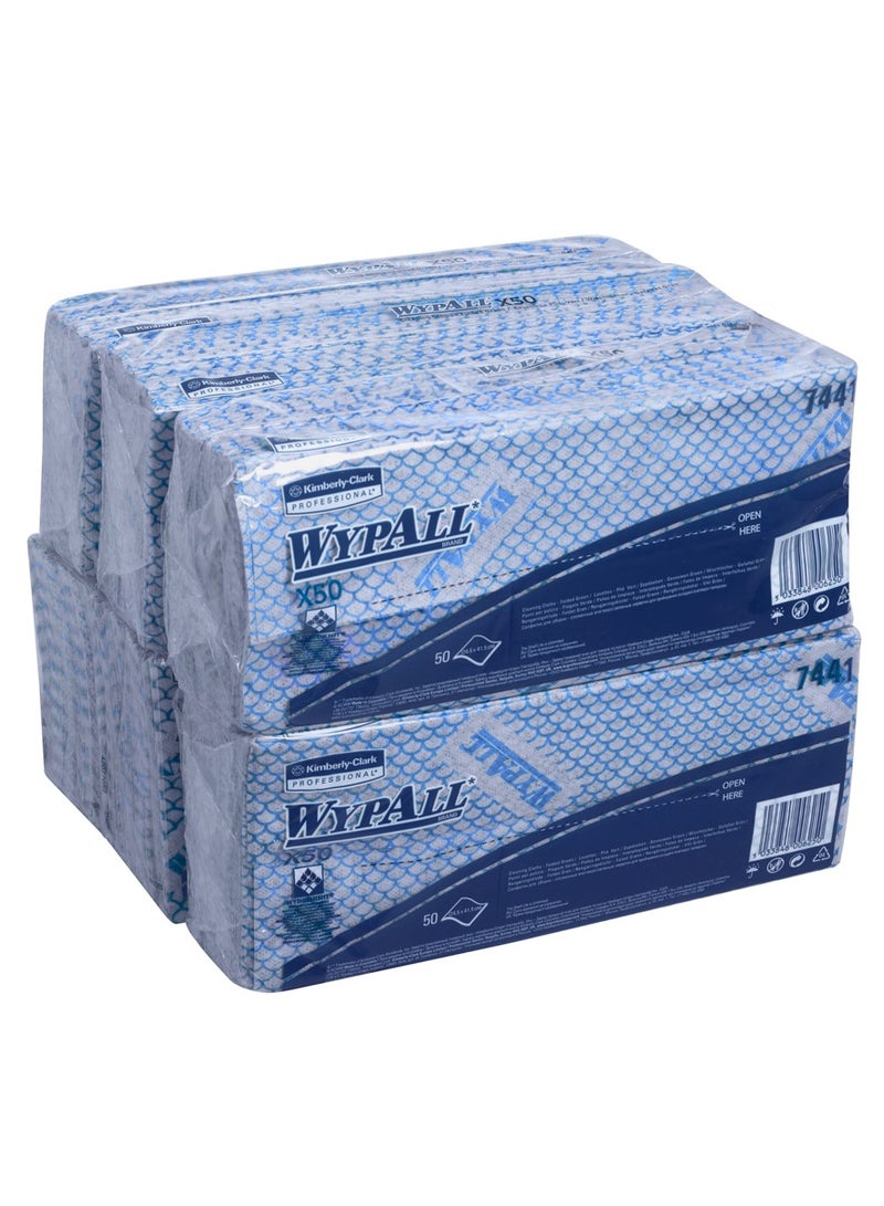 وايبول WypAll® X50 قماش تنظيف مرمز بالألوان 7441 - قماش مسح أزرق - 6 عبوات × 50 قطعة قماش مرمزة بالألوان (إجمالي 300) - Image 3
