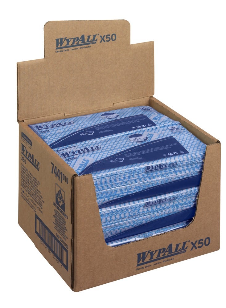 وايبول WypAll® X50 قماش تنظيف مرمز بالألوان 7441 - قماش مسح أزرق - 6 عبوات × 50 قطعة قماش مرمزة بالألوان (إجمالي 300) - Image 4