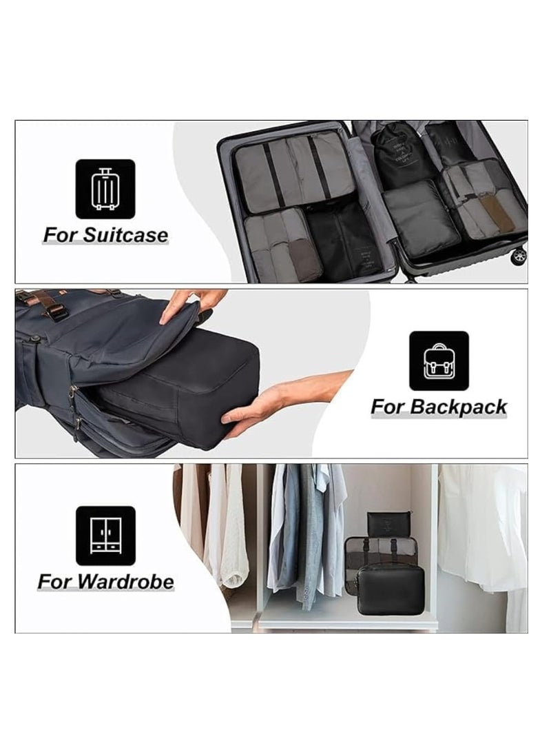 7-Piece Travel Bag Organizer in Various Sizes for Organizing Accessories and Clothes, Black - Image 5