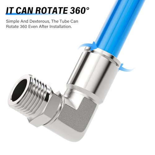 TAILONZ PNEUMATIC 304 Stainless Steel Male Elbow - 1/4 Inch Tube OD x 1/4 Inch NPT Thread 90 Push to Connect Tube Fitting PL-1/4-N2 (Pack of 5) - Image 4