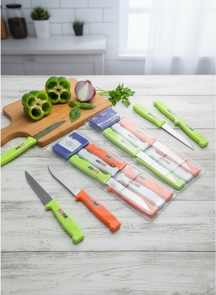 طقم سكاكين مطبخ 6 قطع متعددة الاستخدام – شفرات حادة ومقابض مريحة للتقطيع اليومي - Image 4