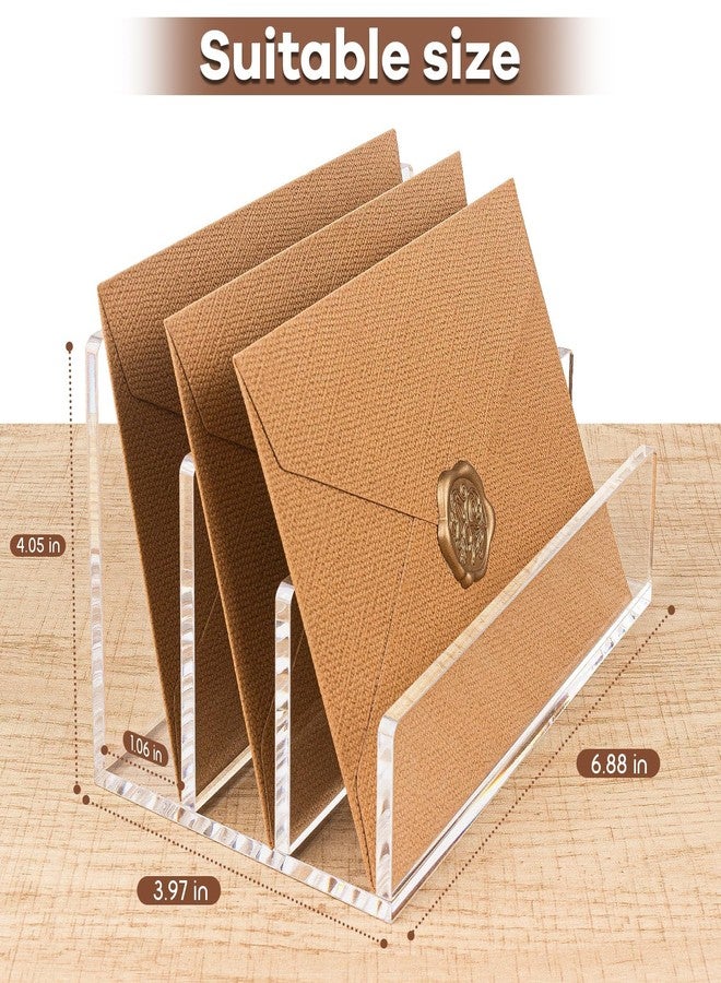 Hisize Acrylic Mail Organizer File Sorters for Desk,3-Section Laddered Desktop Vertical Letter Holder,Desk Organizer Workspace Organizer - Image 2
