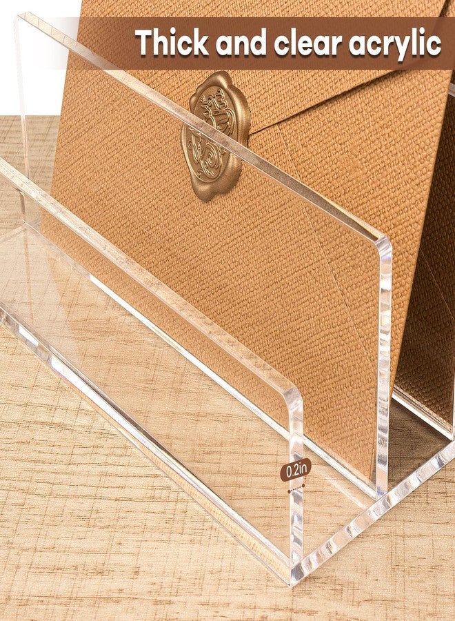 Hisize Acrylic Mail Organizer File Sorters for Desk,3-Section Laddered Desktop Vertical Letter Holder,Desk Organizer Workspace Organizer - Image 3
