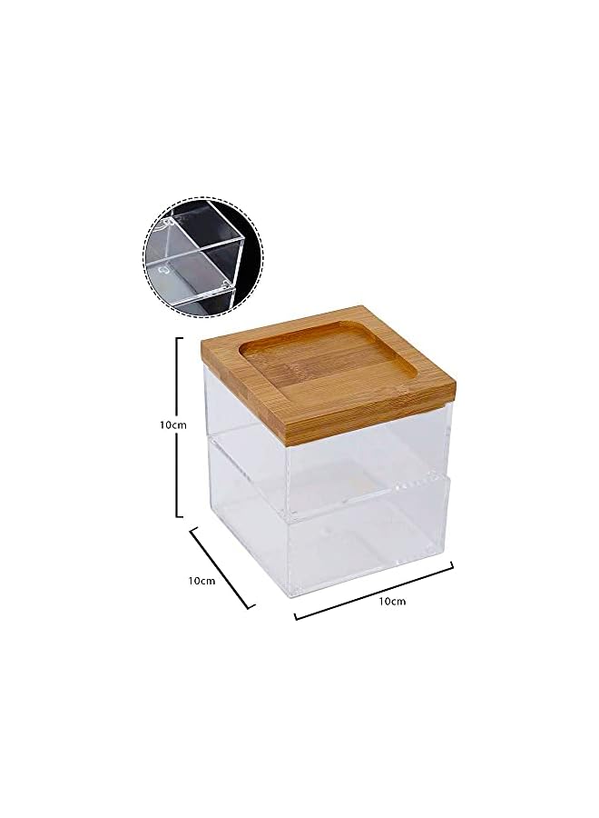 The Bros Jewelry Organizer Box, Makeup Storage Organizer Box, Multi-function 2 Tier Jewelry Box, Bamboo Acrylic Vanity Organiser, Storage Case for Jewellery Organiser, Accessories Organizer, Gift Box, sm - Image 2