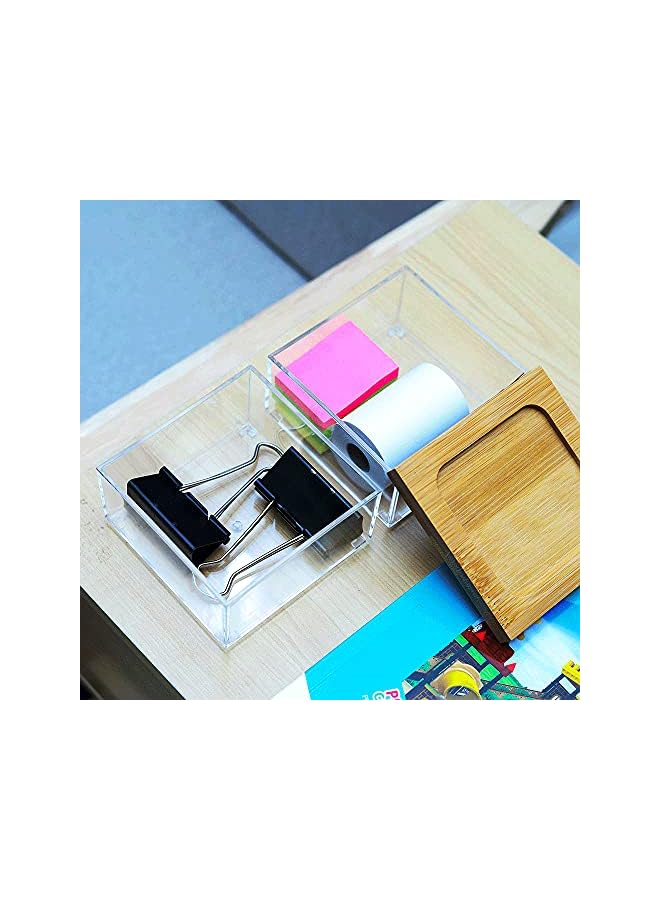 The Bros Jewelry Organizer Box, Makeup Storage Organizer Box, Multi-function 2 Tier Jewelry Box, Bamboo Acrylic Vanity Organiser, Storage Case for Jewellery Organiser, Accessories Organizer, Gift Box, sm - Image 5