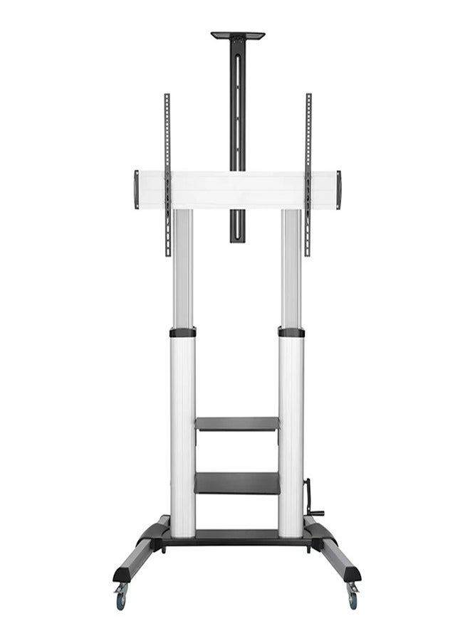 Skill Tech SH 999CR Large Screen Telescopic Height Adjustable Aluminium TV Cart with Crank Handle for 60–100 Inch Screens, VESA 1000x600, Max Load 100kg – Heavy Duty Rolling TV Stand  Black  - Image 1