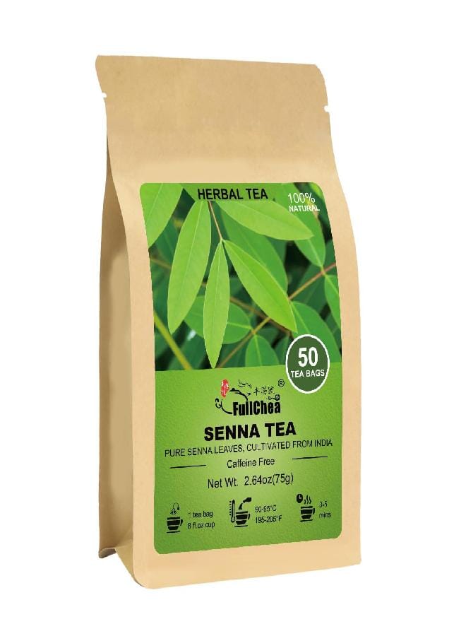 FullChea - Senna Tea, 50 Teabags, 1.5g/bag - Naturally Senna Leaf Tea for Constipation - Non-GMO - Caffeine-free - Support Digestion & Boost Immune System - Image 1