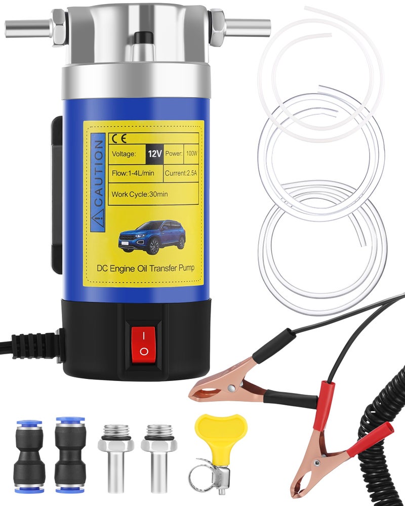 FAITIO 12V Oil Extractor Pump 100W, Engine Oil Extractor Pump for Oil Change, Self-Priming Oil Transfer Pump for Motor Oil, Transmission Fluid, Electric Fluid Transfer Pump for Car, Mower, Boat - Image 1