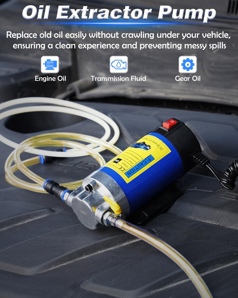 FAITIO 12V Oil Extractor Pump 100W, Engine Oil Extractor Pump for Oil Change, Self-Priming Oil Transfer Pump for Motor Oil, Transmission Fluid, Electric Fluid Transfer Pump for Car, Mower, Boat - Image 2