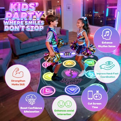 TooLion Dance Mat Toys for 312 Year Old Girls BoysDance Pad with LightUp 8Buttons Wireless Bluetooth4 Game Modes Adjustable Volume NonSlipBirthday Xmas Gifts for Kids - Image 5