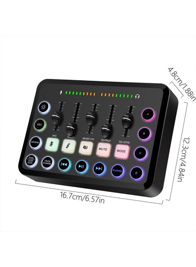FDTY Gaming Audio Mixer, Live Streaming Sound Card with OTG, 3.5mm/XLR Input, Voice Changer & Denoise for PC/Phone/PS5 1.88 * 4.84 * 6.57in - Image 2