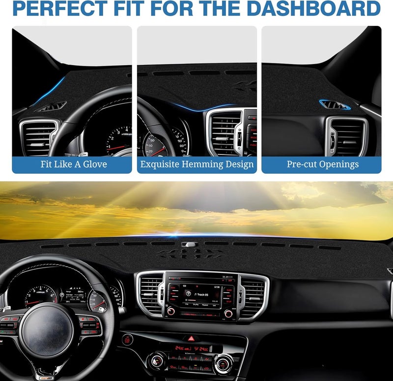 FIILINES Dash Cover Fit for Kia Sportage 2017 2018 2019 2020 2021 2022 Dashboard Mat Cover Sunshade Nonslip Mesh Protector No Glare Sportage Accessories Dash Cover - Image 4