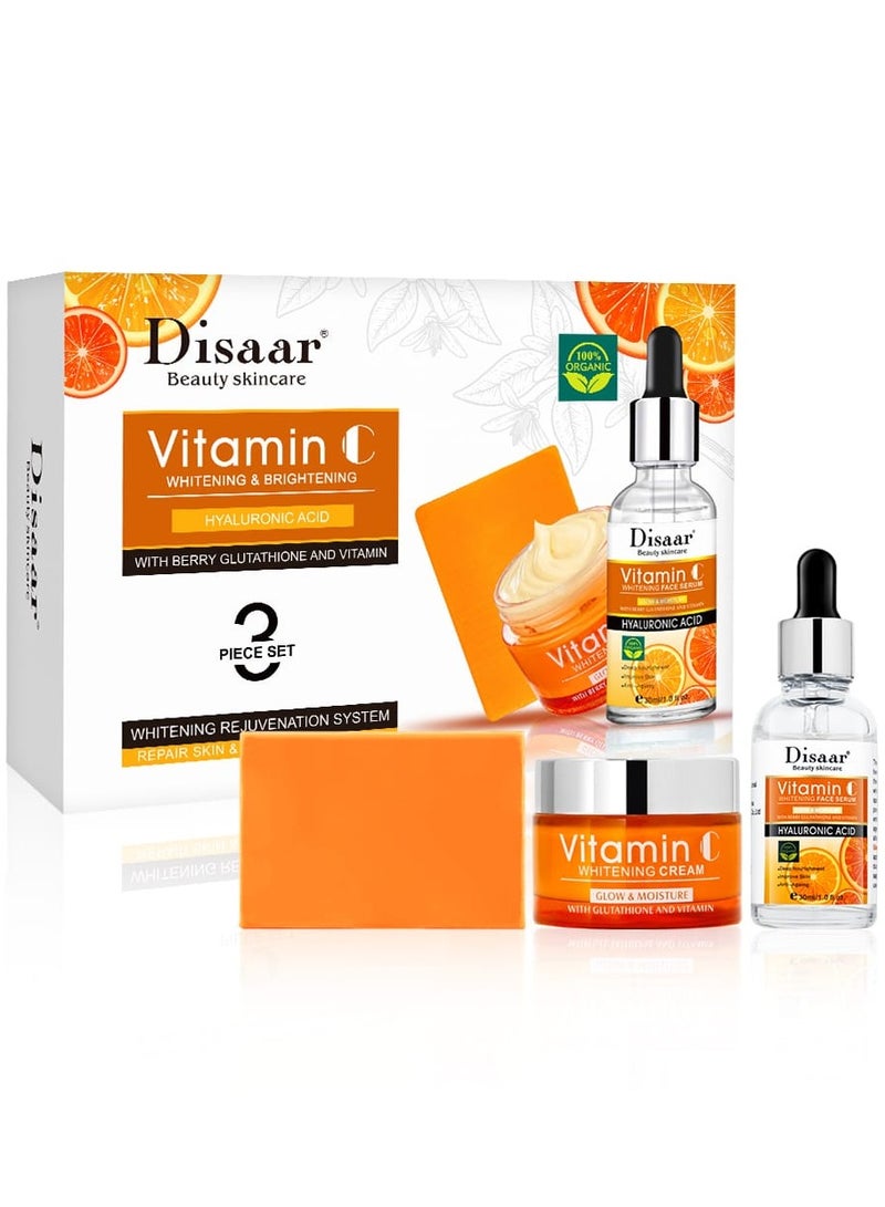 Disaar Vitamin C Whit Hyaluronic Acid Whitening Brightening  Facial Skin Care 3Pcs Set - Image 1