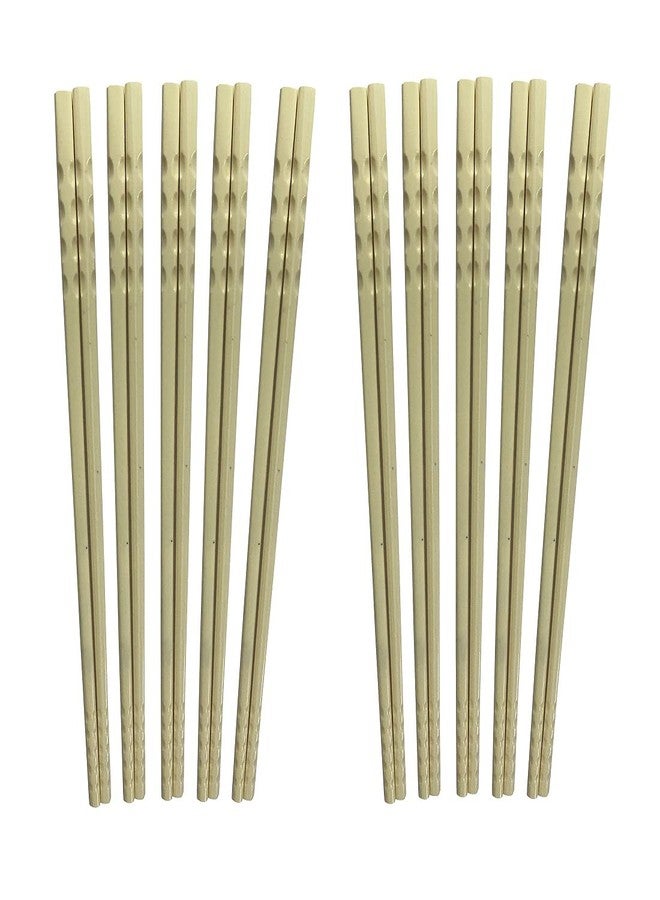 Bigwheels Reusable Cream Color 10 Pair Mellamine Matt (23 Cm Long ) Dishwasher Safe Lightweight Chopsticks Easy to Use for Sushi,Noodles - Image 1