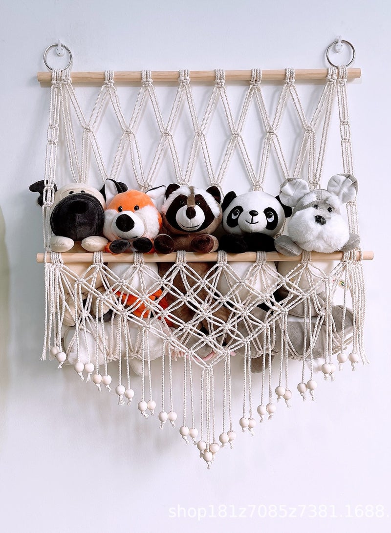 Macrame Bohemian Wall Hanging Shelf, Handmade Wooden Woven Tapestries, Wood Floating Hanging Storage Rack, for Balcony, Living Room, Bedroom, Apartment, Dorm, Nursery, Party Decorations - Image 2
