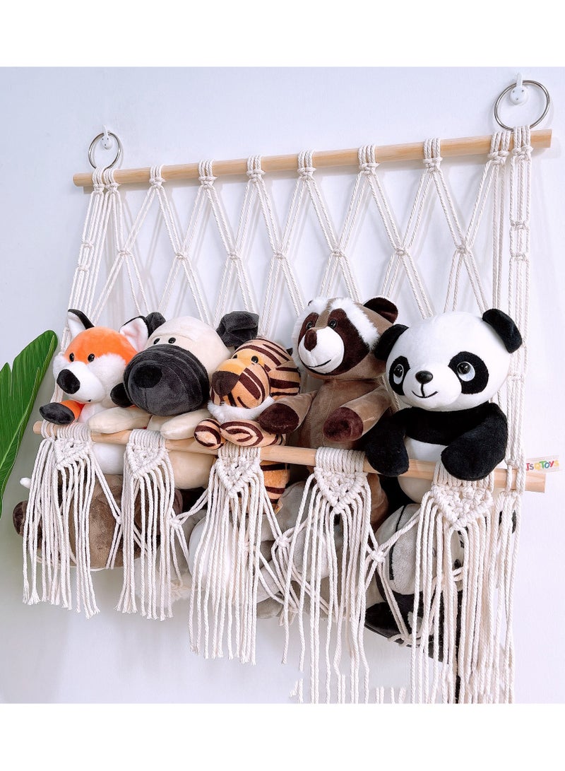 Macrame Bohemian Wall Hanging Shelf, Handmade Wooden Woven Tapestries, Wood Floating Hanging Storage Rack, for Balcony, Living Room, Bedroom, Apartment, Dorm, Nursery, Party Decorations - Image 4