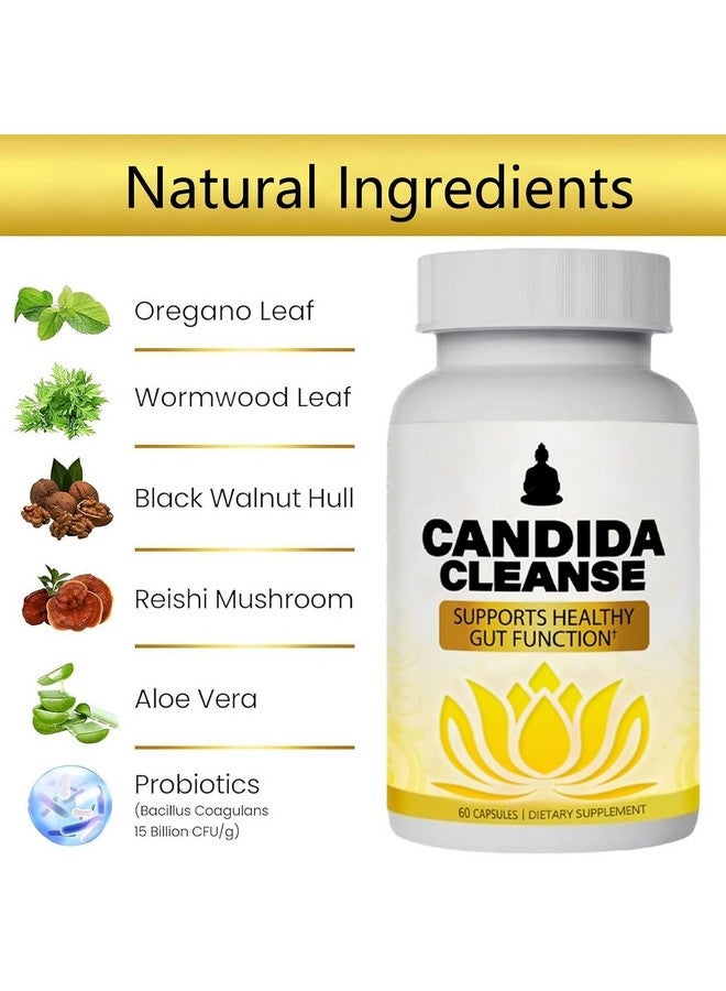 Generic Candida Cleanse, Gut & Colon Support, Advanced Probiotic & Herbal Formula, Oregano Leaf, Wormwood, Black Walnut, Caprylic Acid-1 for Men & Women, 60 Capsules  - Image 2